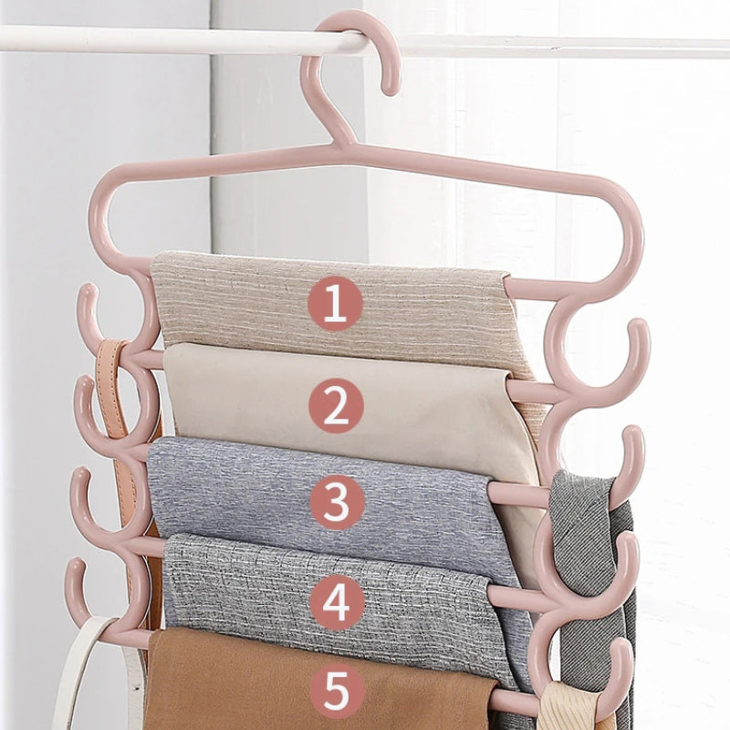 5-Layer Pants Towel Scarfs Racks Storage Organizer