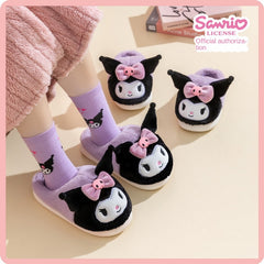 Girls' Cartoon Furry House Shoes, Non Slip Soft Bottom, Indoor Autumn Winter