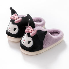 Girls' Cartoon Furry House Shoes, Non Slip Soft Bottom, Indoor Autumn Winter
