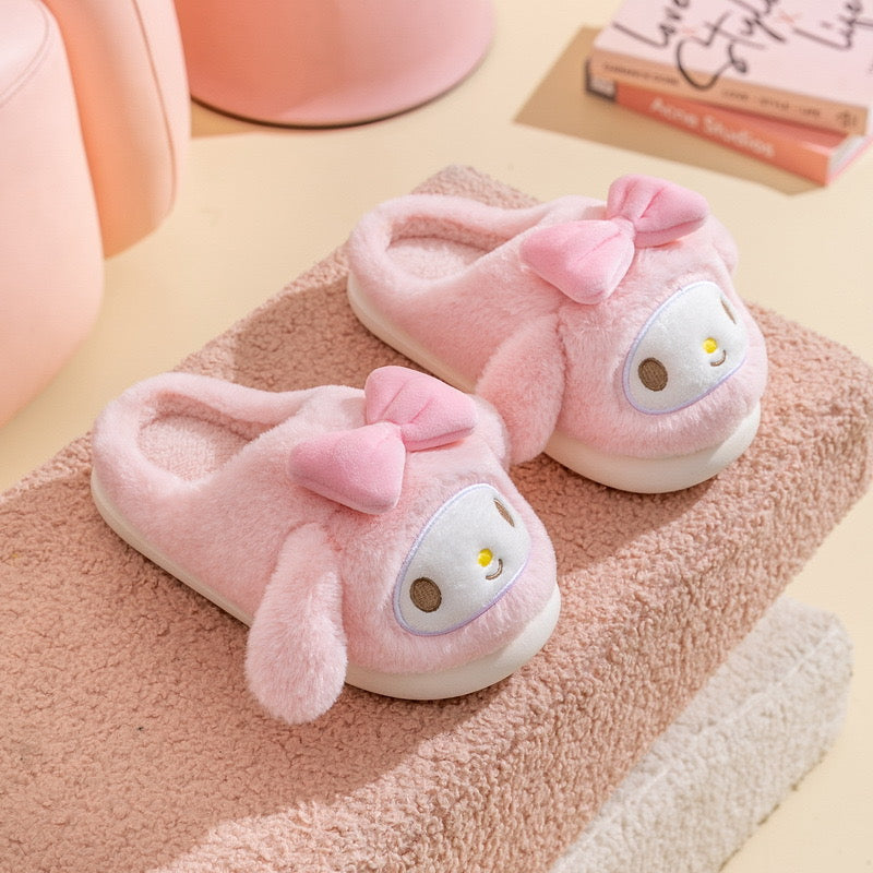 Girls' Cartoon Furry House Shoes, Non Slip Soft Bottom, Indoor Autumn Winter