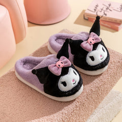 Girls' Cartoon Furry House Shoes, Non Slip Soft Bottom, Indoor Autumn Winter