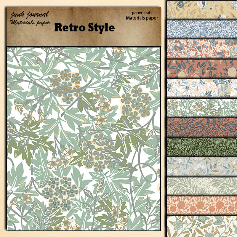 12 Sheets Retro Journal Paper for DIY Background, Gift for Women