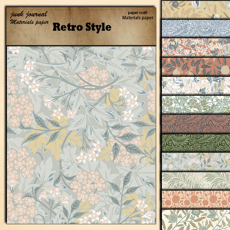 12 Sheets Retro Journal Paper for DIY Background, Gift for Women
