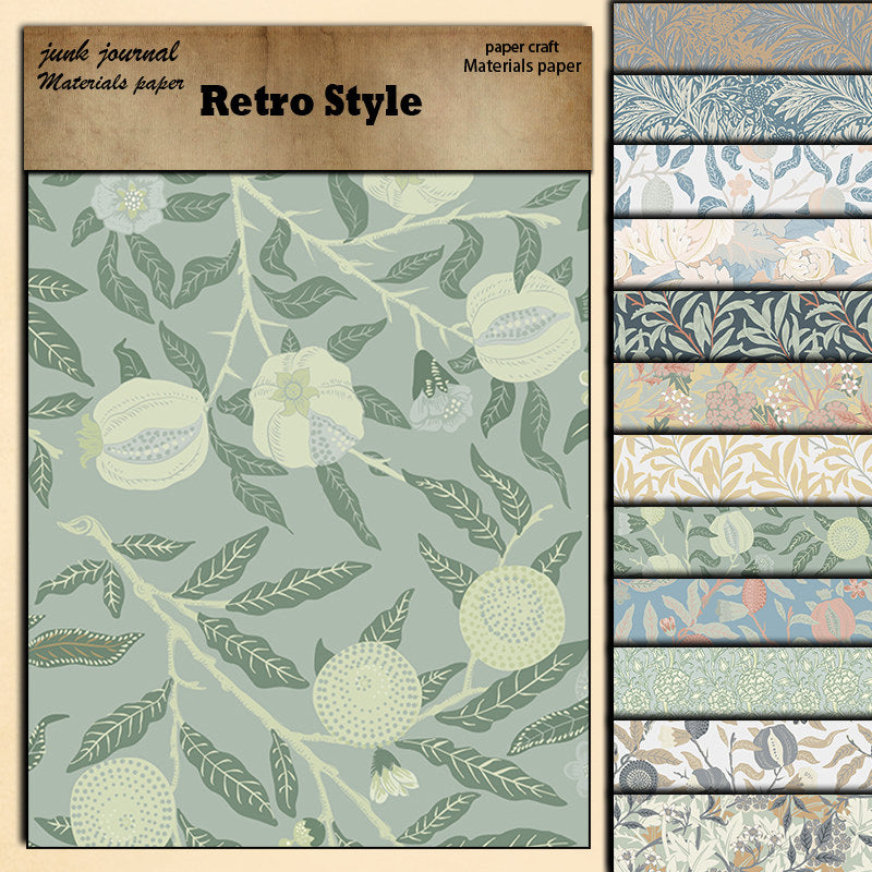 12pcs Large Size Paper Retro Journal For DIY Gift Arts Crafts
