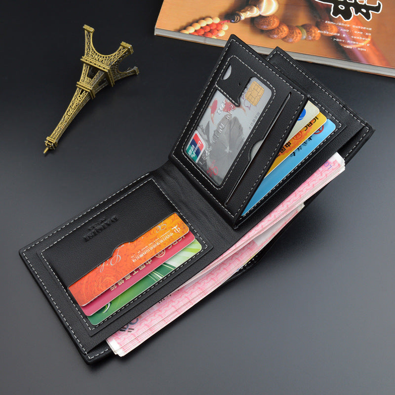 Men's PU Leather Short Wallet Money Clip Card Holder Coin Purse