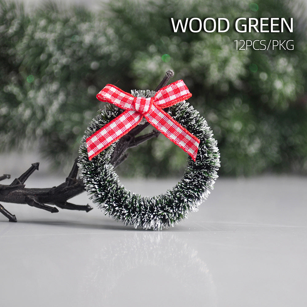 12pcs Christmas Garlands With Bows Xmas Vine Ring Decoration
