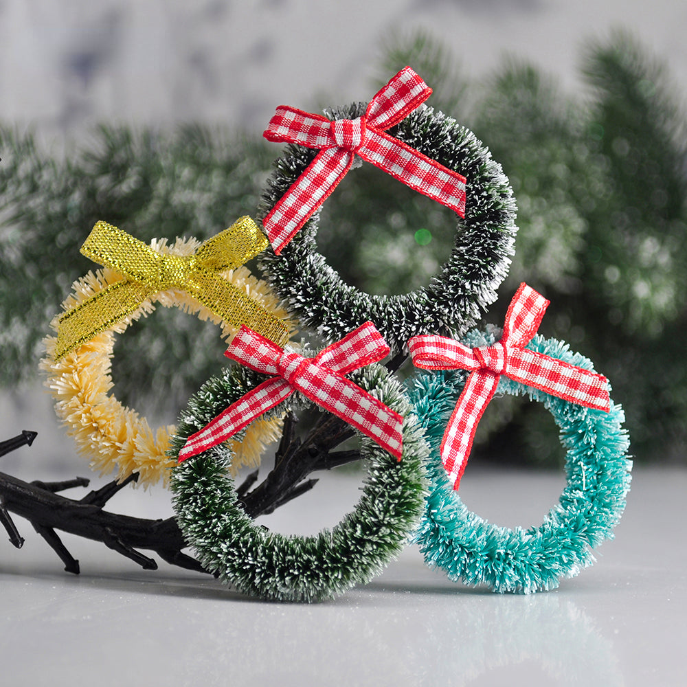 12pcs Christmas Garlands With Bows Xmas Vine Ring Decoration
