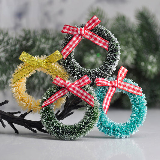 12pcs Christmas Garlands With Bows Xmas Vine Ring Decoration