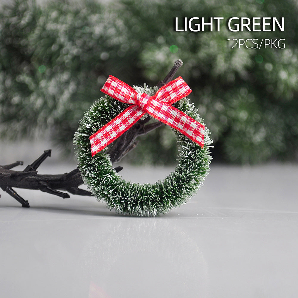 12pcs Christmas Garlands With Bows Xmas Vine Ring Decoration