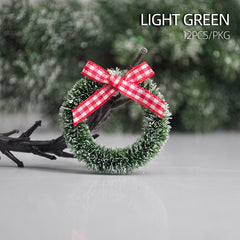 12pcs Christmas Garlands With Bows Xmas Vine Ring Decoration