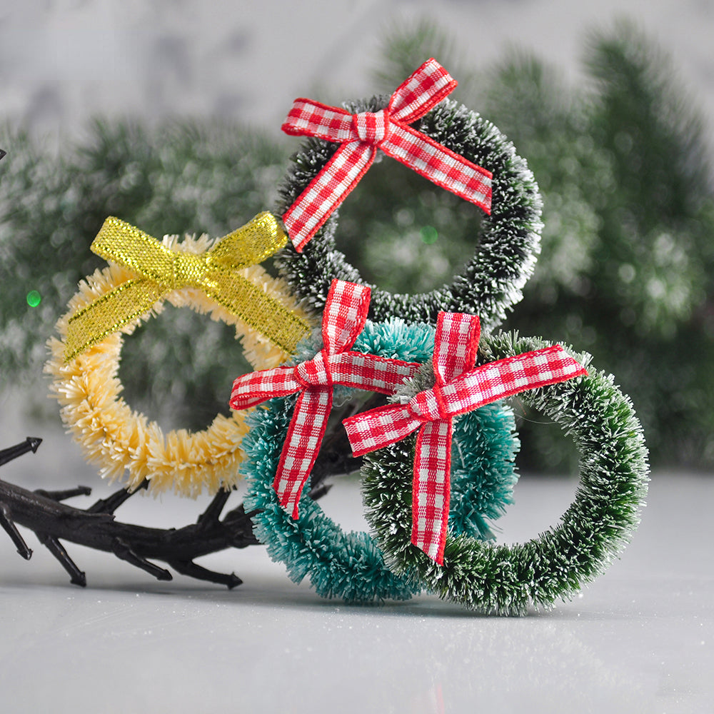 12pcs Christmas Garlands With Bows Xmas Vine Ring Decoration