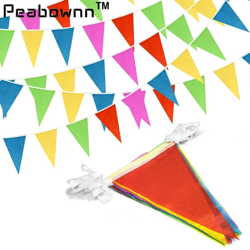Peabownn Multicolor Flags Colorful Banner Garlands Triangle Shaped Banner