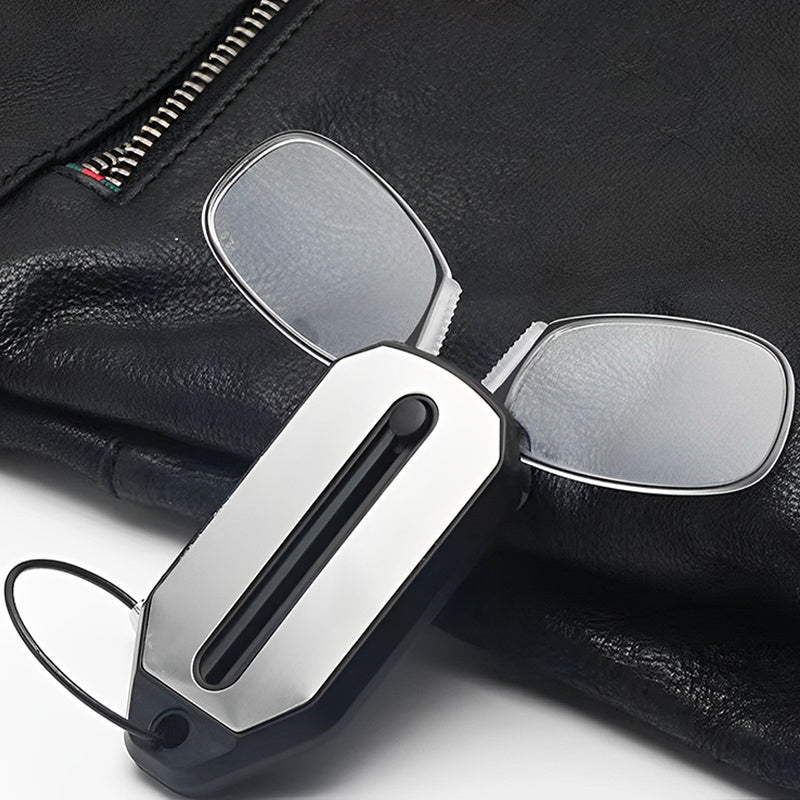 Folding Legless Nose Clip Reading Glasses Keychain Men Women Mini Portable