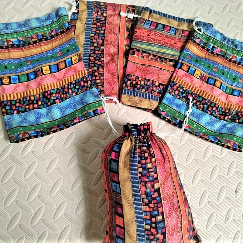 5pcs Ethnic Style Pattern Fabric Quilting Squares