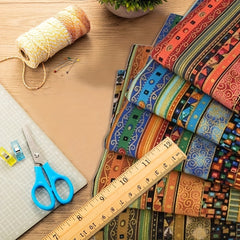 5pcs Ethnic Style Pattern Fabric Quilting Squares