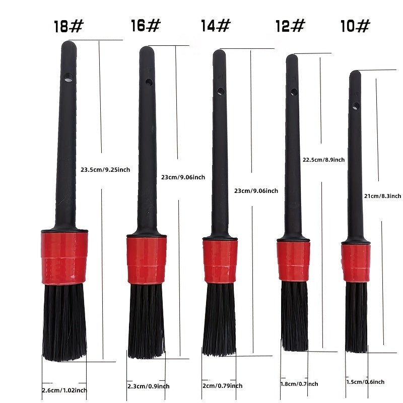 5pcs Detailing Brush Set Boar Hair Mixed Fiber Plastic Handle for Car Cleaning