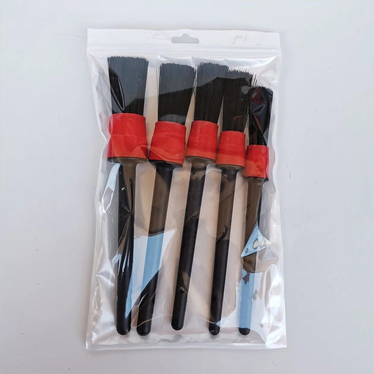 5pcs Detailing Brush Set Boar Hair Mixed Fiber Plastic Handle for Car Cleaning