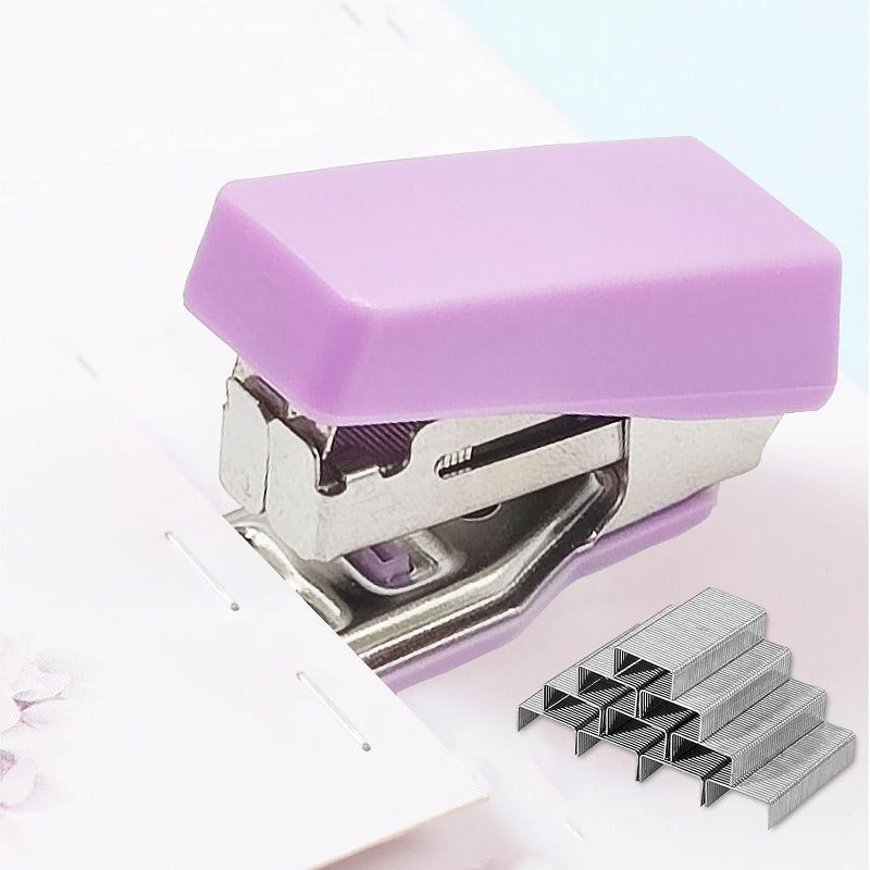 Mini Stapler Small Stapler With 100pcs Staples Purple Pink