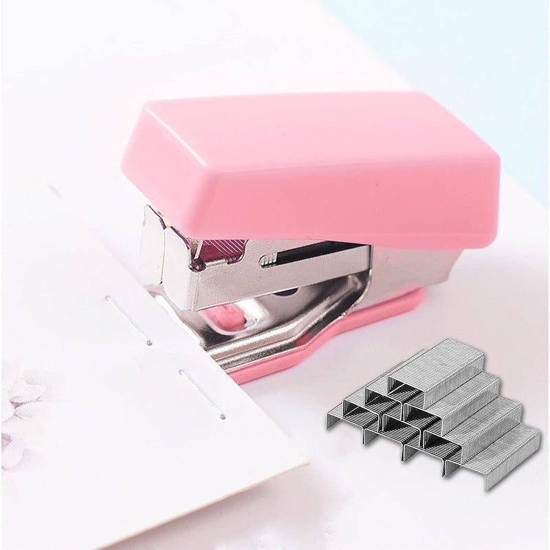 Mini Stapler Small Stapler With 100pcs Staples Purple Pink
