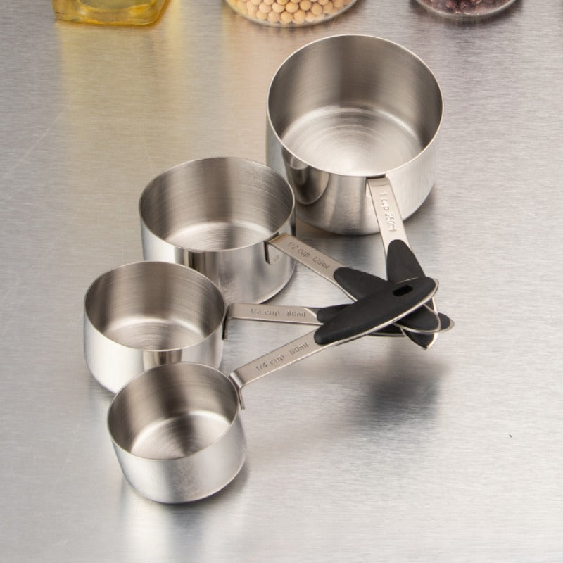 4pcs Stainless Steel Measuring Spoon & Cup Set Kitchen Scale Gram Spoons