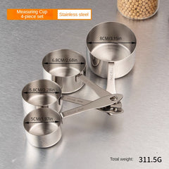4pcs Stainless Steel Measuring Spoon & Cup Set Kitchen Scale Gram Spoons
