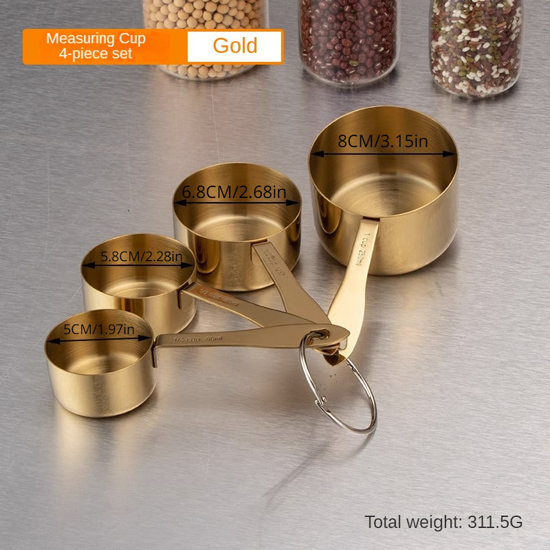 4pcs Stainless Steel Measuring Spoon & Cup Set Kitchen Scale Gram Spoons
