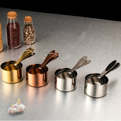 4pcs Stainless Steel Measuring Spoon & Cup Set Kitchen Scale Gram Spoons