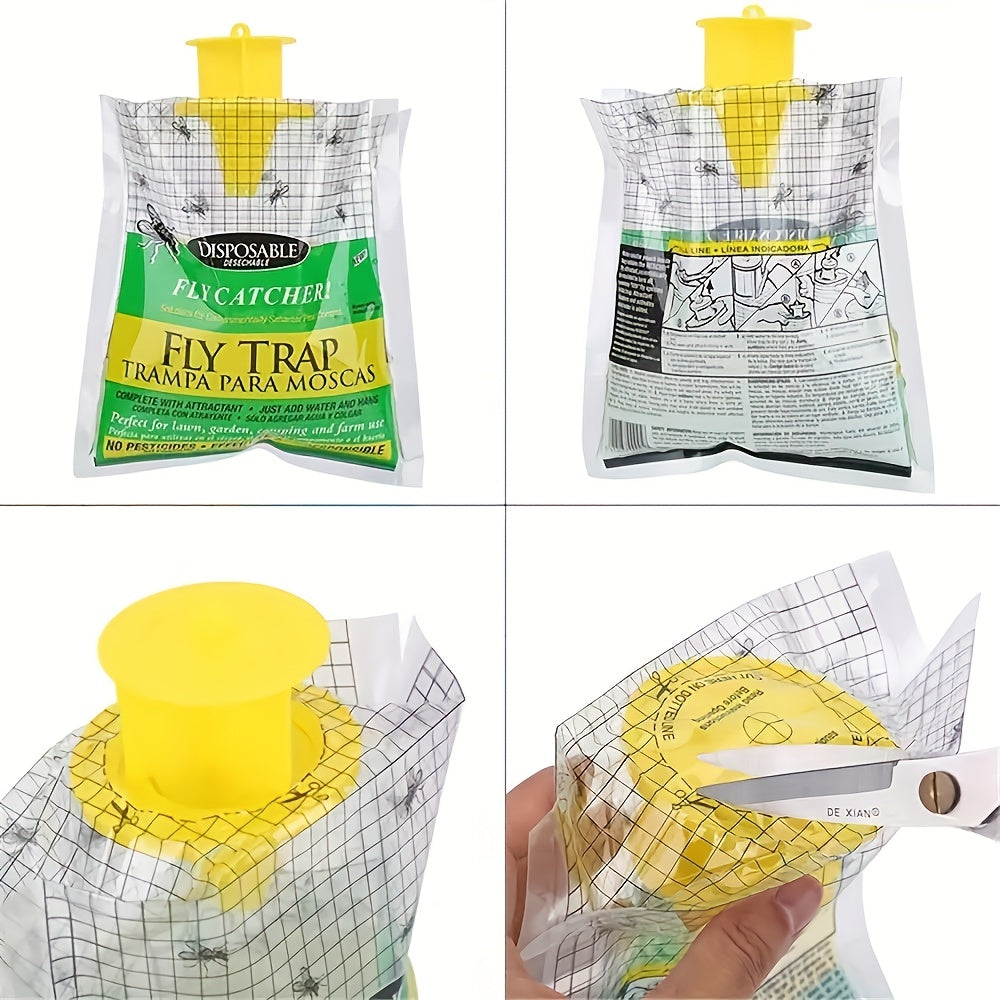 10pcs Disposable Fly Trapping Bag Non-toxic Fly Trap Bag with Bait