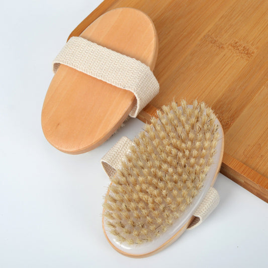 2pcs Wooden Bath Body Brush Natural Bristle Soft Scrubber