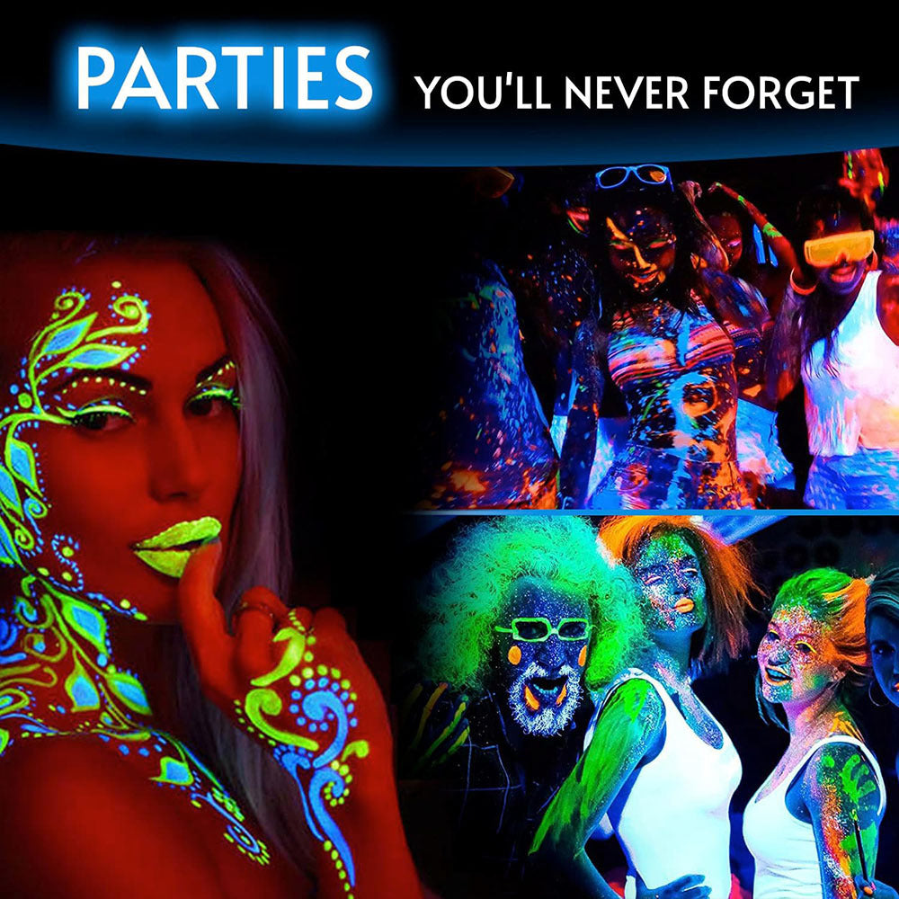 12 Pcs Glow In The Dark Face Body Paint UV Light Glow Makeup Kit
