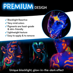 12 Pcs Glow In The Dark Face Body Paint UV Light Glow Makeup Kit