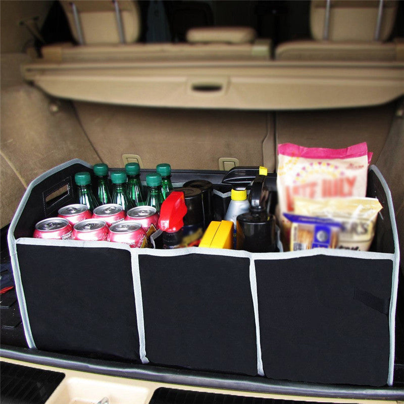 Car Trunk Storage Box Collapsible Organizer 3 Compartments Interior Accessories
