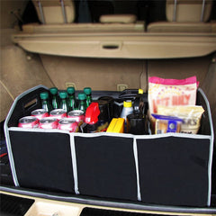 Car Trunk Storage Box Collapsible Organizer 3 Compartments Interior Accessories