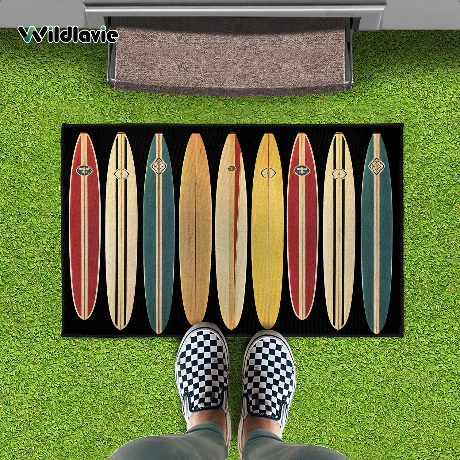 Indoor Doormat Floor Door Mats Summer Theme Non Slip Soft Bath Rug Surfboards