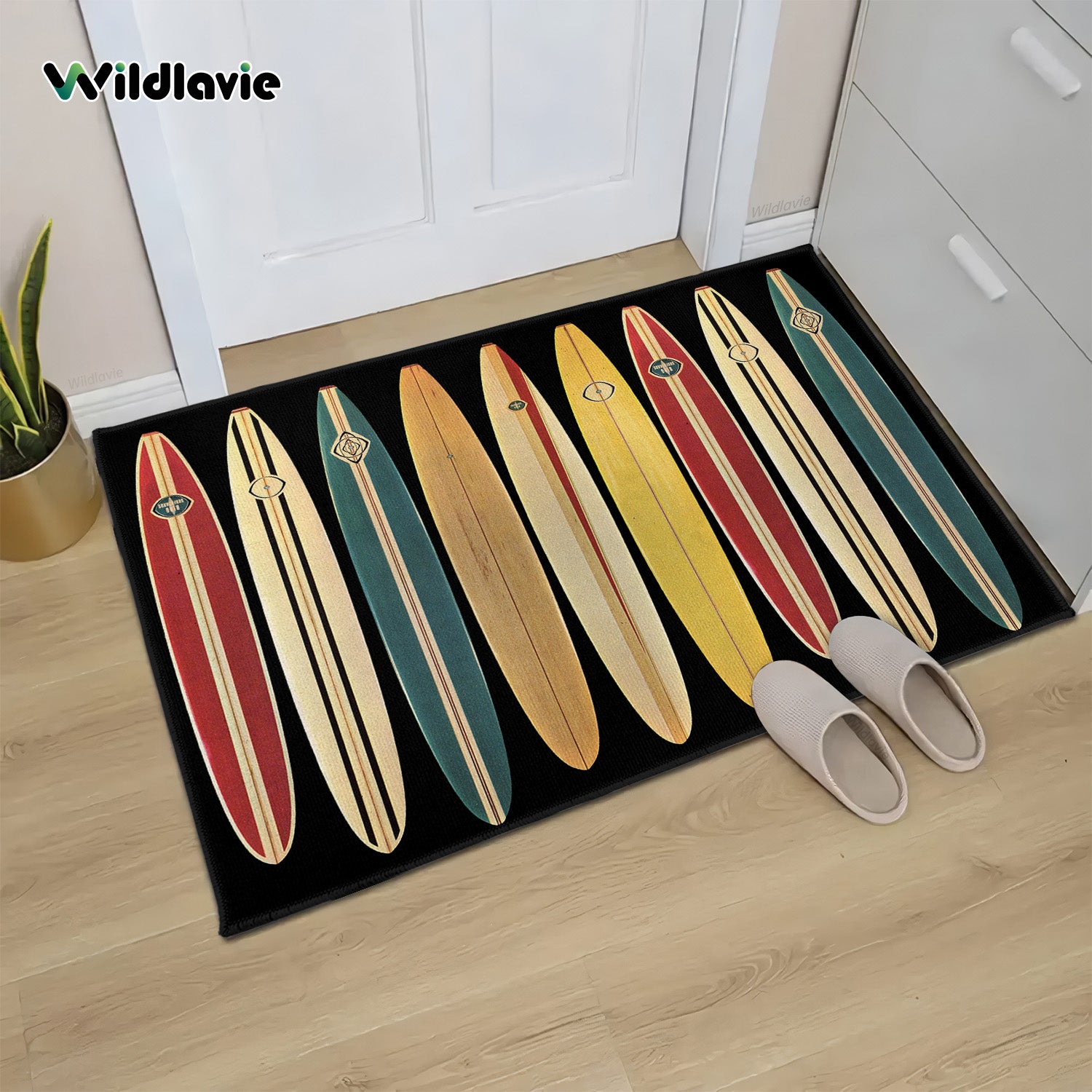 Indoor Doormat Floor Door Mats Summer Theme Non Slip Soft Bath Rug Surfboards