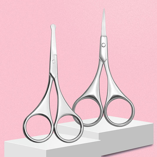 Professional Curved Facial Hair Scissors for Men - Stainless Steel