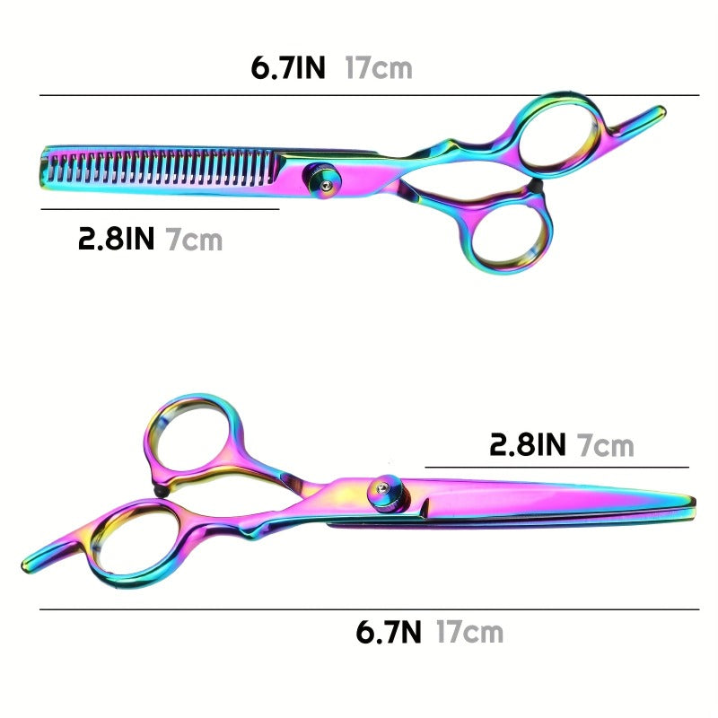 Rainbow Hair Cutting Scissors Hair Thinning Shears - Professional Grade