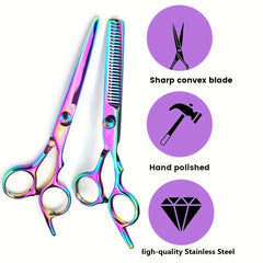 Rainbow Hair Cutting Scissors Hair Thinning Shears - Professional Grade