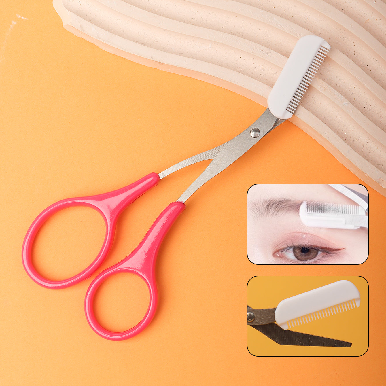 2pcs Brow Eyelash Clip Set Brow Scissors Brush Eyelash Curler Curling M