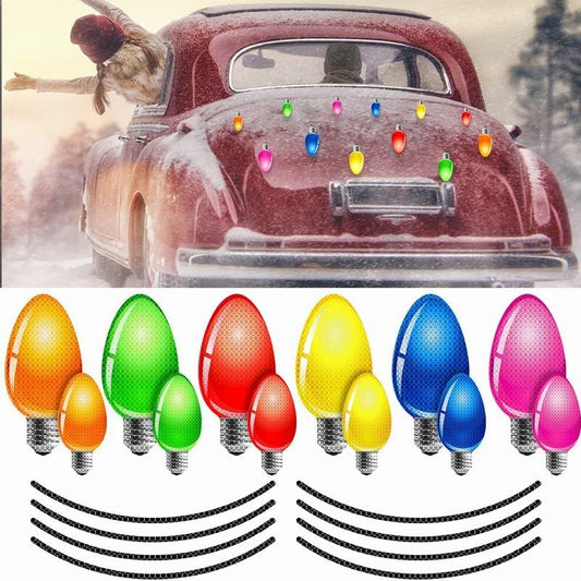 12pcs Reflective Boat Stickers Christmas Bulb Sticker Holiday Winter Party Car