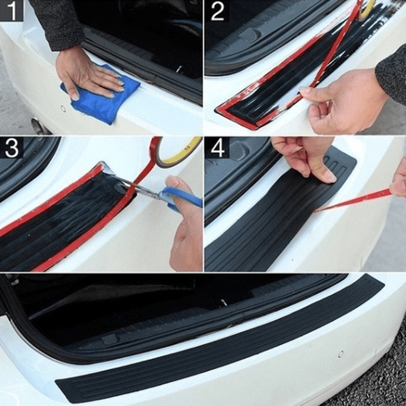 Car Sill Protection Strip Rear Bumper Sticker Rubber Trunk Door Cover