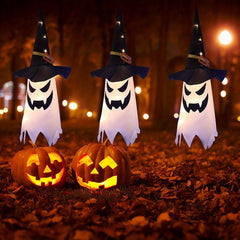1pc Halloween Decorations Outdoor Hanging Lighted Glowing Ghost Witch Hat