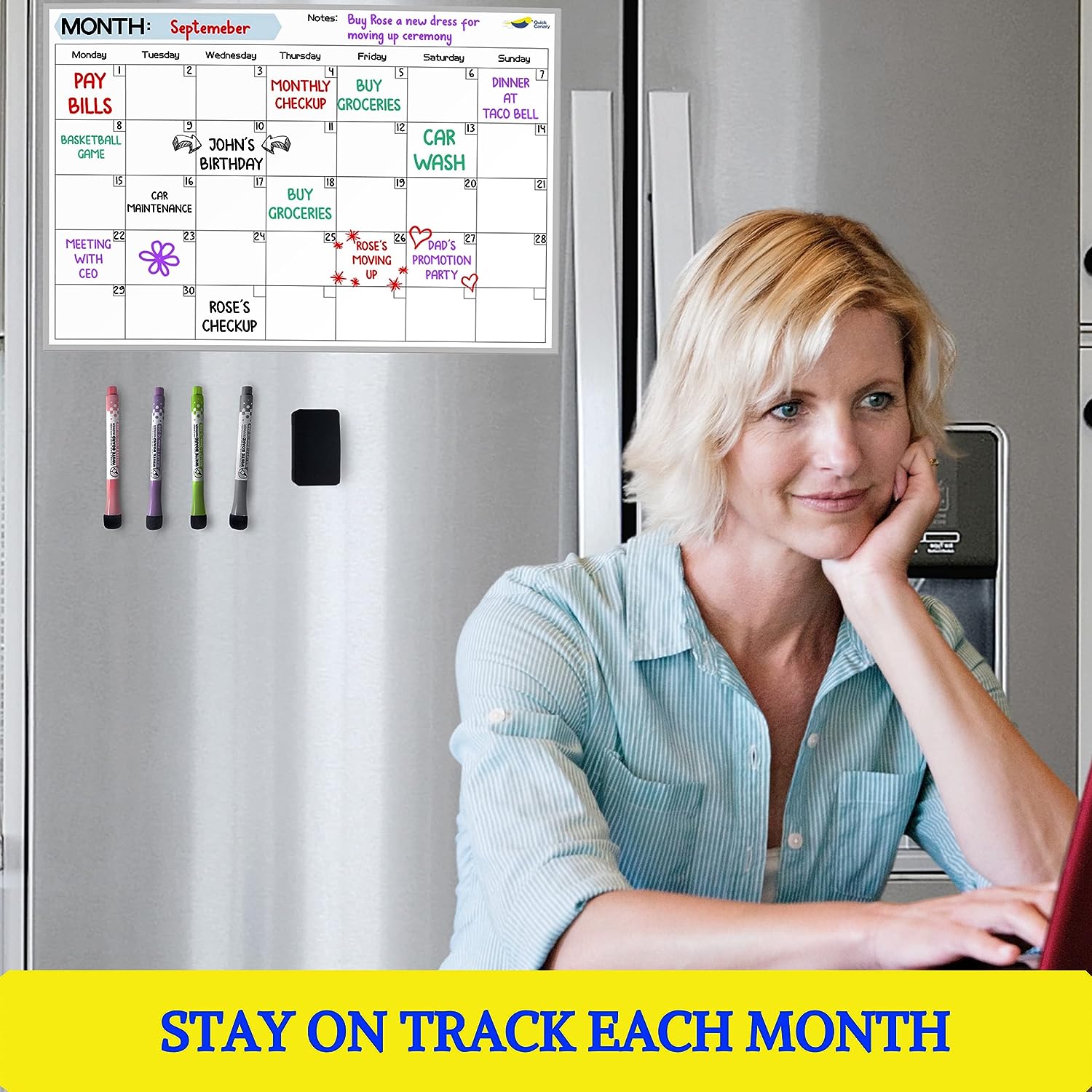 Magnetic Dry Erase Calendar For Fridge Monthly Board Calendar For Refrigerator