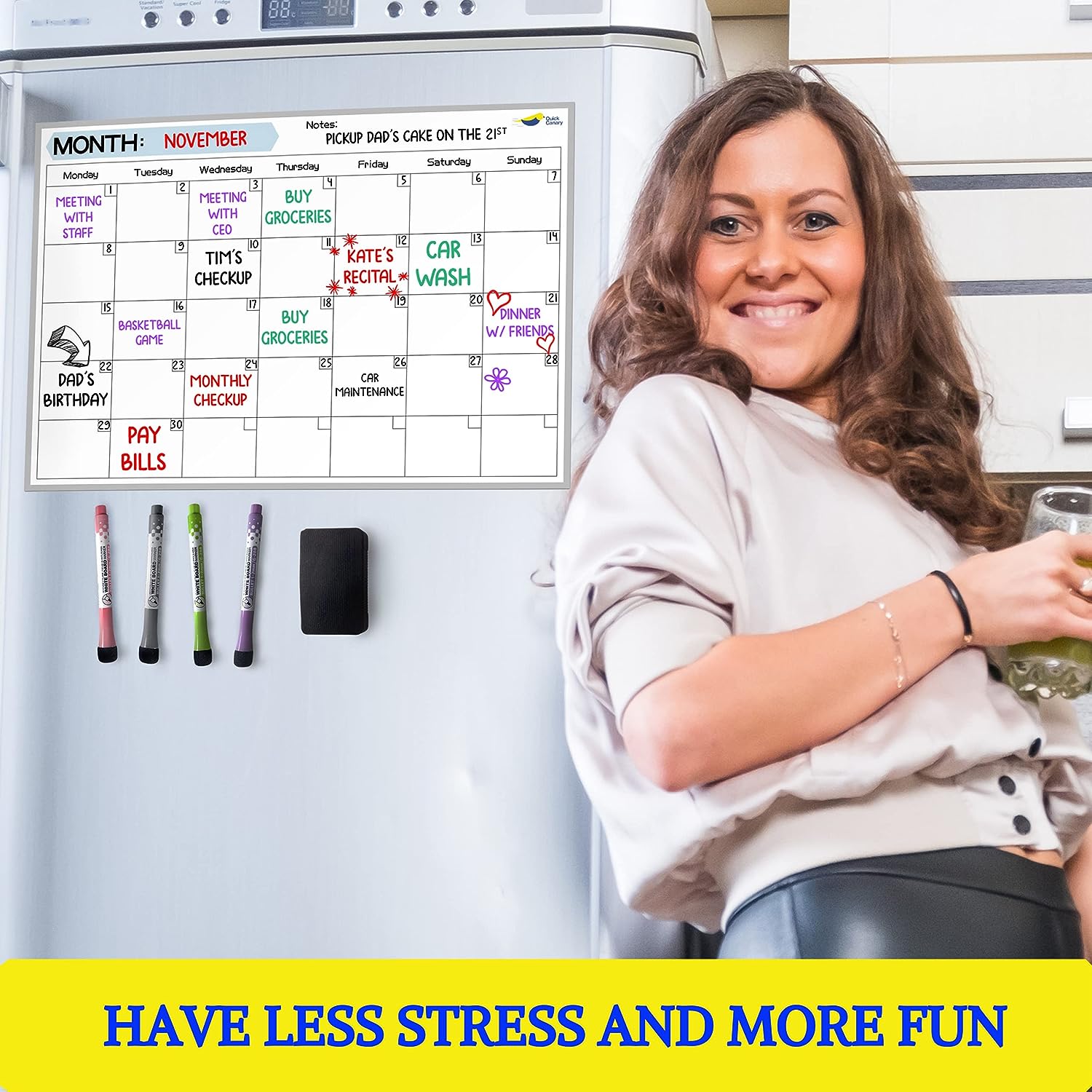 Magnetic Dry Erase Calendar For Fridge Monthly Board Calendar For Refrigerator
