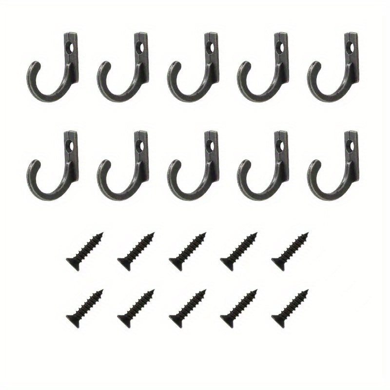 10pcs Small Coat Hooks Bronze Single Hooks With Screws