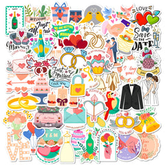 50pcs Wedding Anniversary Love Stickers DIY Skateboard Guitar Water Cup Luggage