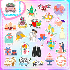 50pcs Wedding Anniversary Love Stickers DIY Skateboard Guitar Water Cup Luggage