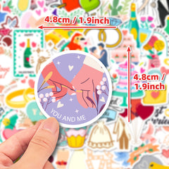 50pcs Wedding Anniversary Love Stickers DIY Skateboard Guitar Water Cup Luggage