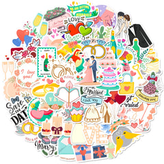 50pcs Wedding Anniversary Love Stickers DIY Skateboard Guitar Water Cup Luggage