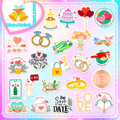 50pcs Wedding Anniversary Love Stickers DIY Skateboard Guitar Water Cup Luggage